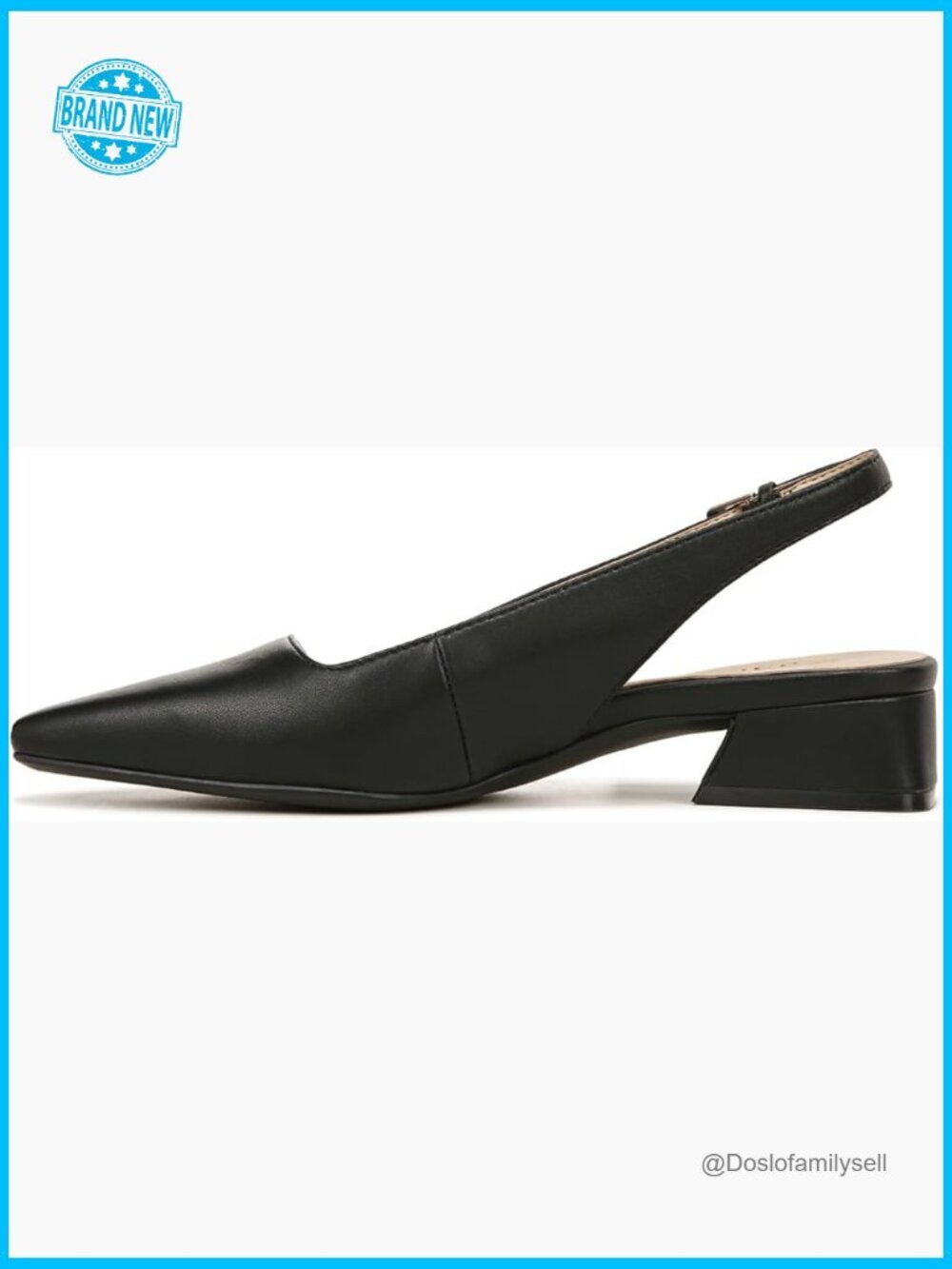 Slingback Pumps Snip Toe Block Heel Dress Shoes Adjustable Buckle Comfort